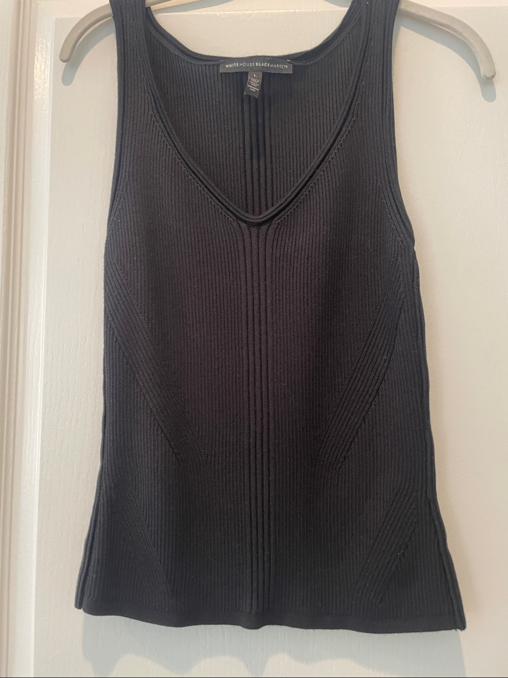 White House Black Market Black Ribbed V-Neck Tank